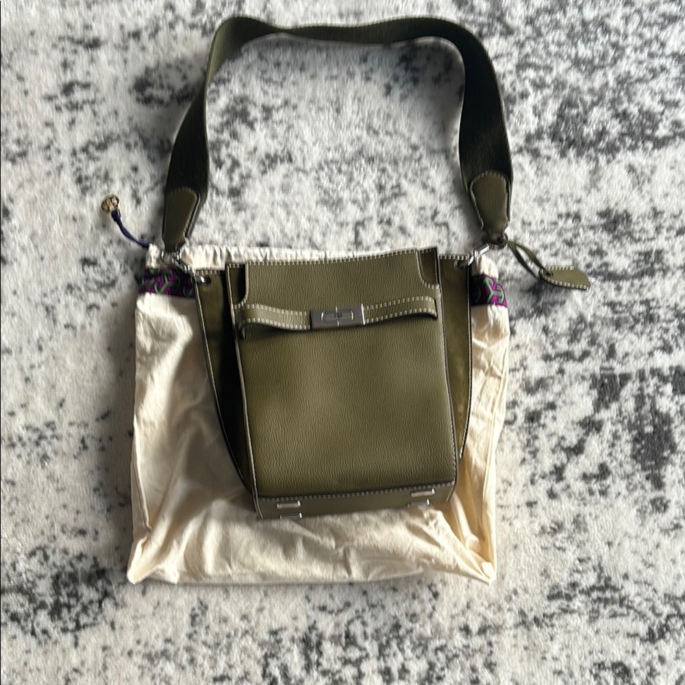 Olive Green Structured Shoulder Bag